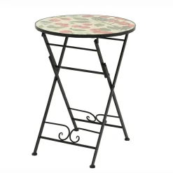 EMINZA Table bistrot ronde pliable en faïence (D58 cm) Munich Rouge Best