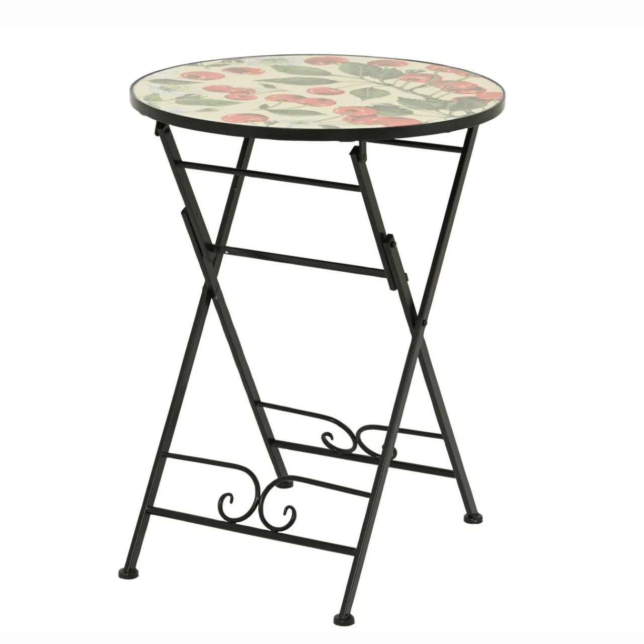 EMINZA Table bistrot ronde pliable en faïence (D58 cm) Munich Rouge Best