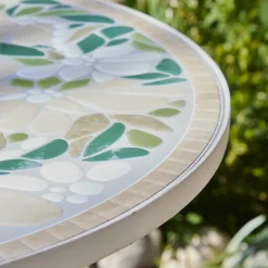 #N/A Table bistrot ronde pliable en mosaïque (D58 cm) Genève Crème Beige Hot