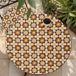 EMINZA Table bistrot ronde pliable en mosaïque (D58 cm) Madrid Marron Online