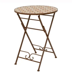 EMINZA Table bistrot ronde pliable en mosaïque (D58 cm) Madrid Marron Online