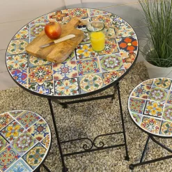 #N/A Table bistrot ronde pliable en mosaïque (D60 cm) Braga Multicolore Best