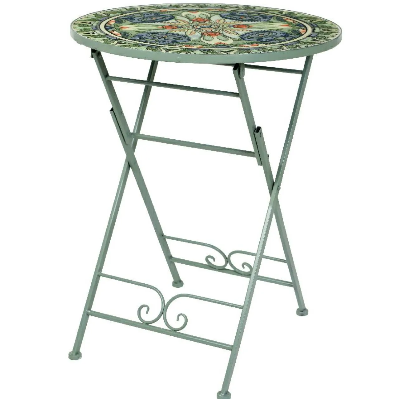 #N/A Table bistrot ronde pliable mosaïque (D60 cm) Cancùn sauge Vert New