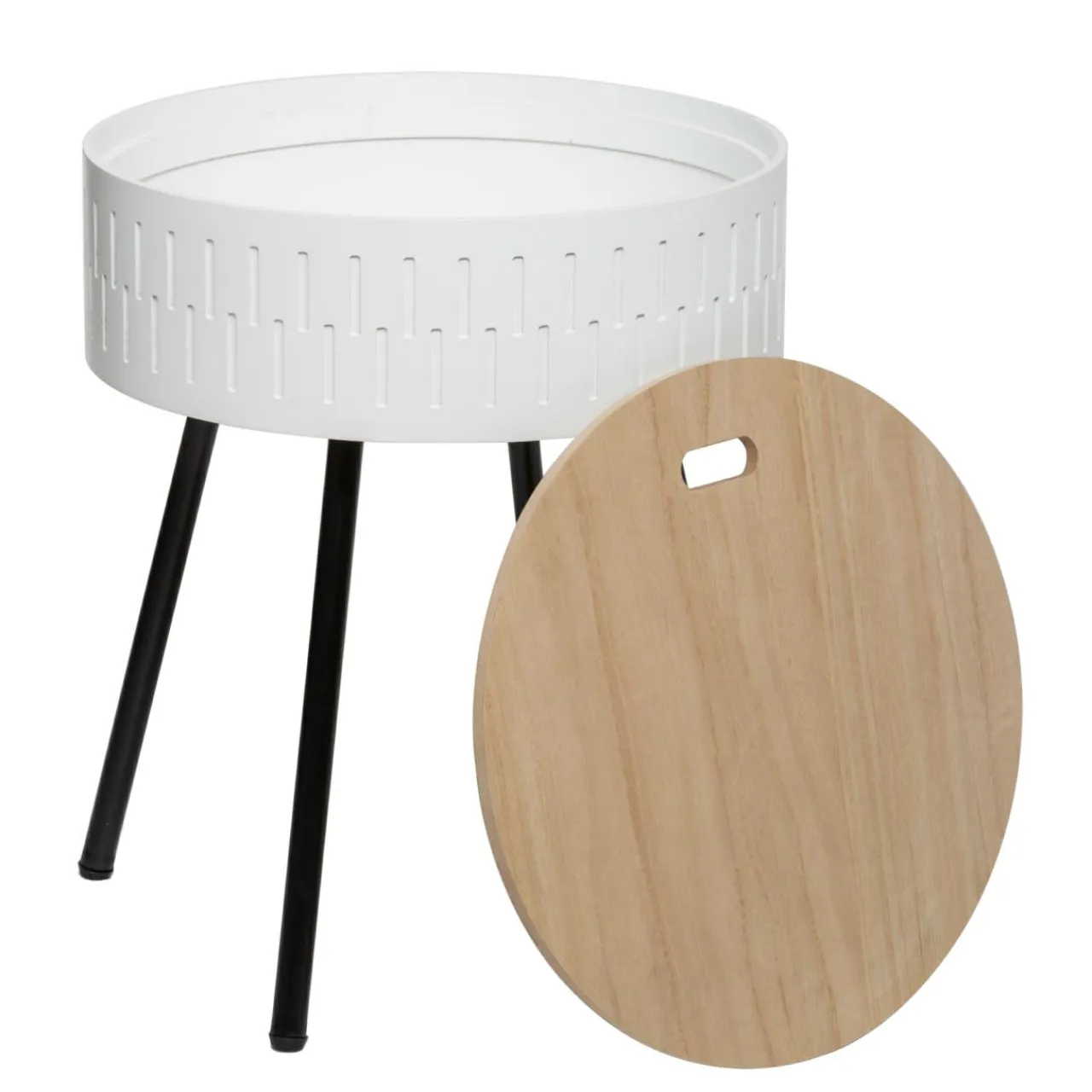ATMOSPHERA Table coffre en bois (H45 cm) Shiro he Blanc Hot