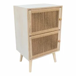 EMINZA Table d'appoint bois et corde de chanvre (H65 cm) Double Manille Beige