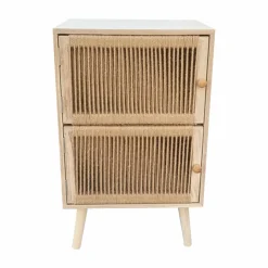 EMINZA Table d'appoint bois et corde de chanvre (H65 cm) Double Manille Beige