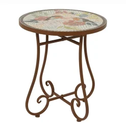 EMINZA Table d'appoint ronde en mosaïque (H46 x D39 cm) Aberdeen Marron Discount