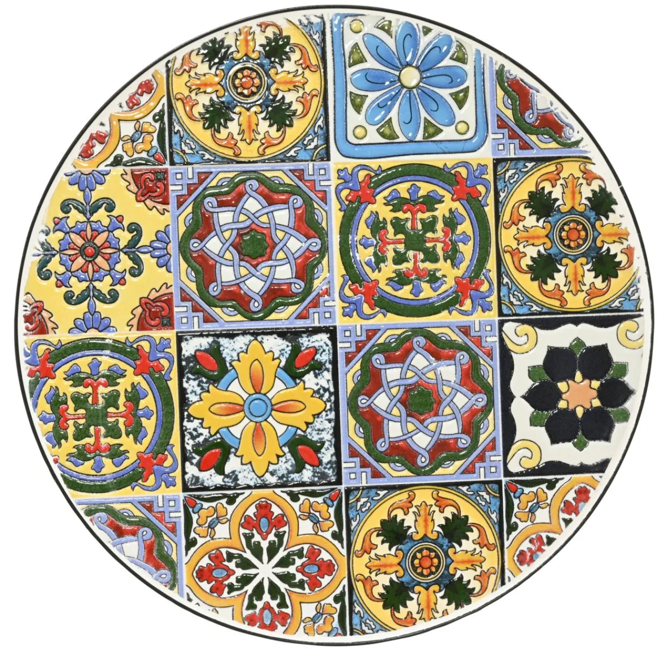 EMINZA Table d'appoint ronde en mosaïque (H46 x D39 cm) Braga Multicolore Discount