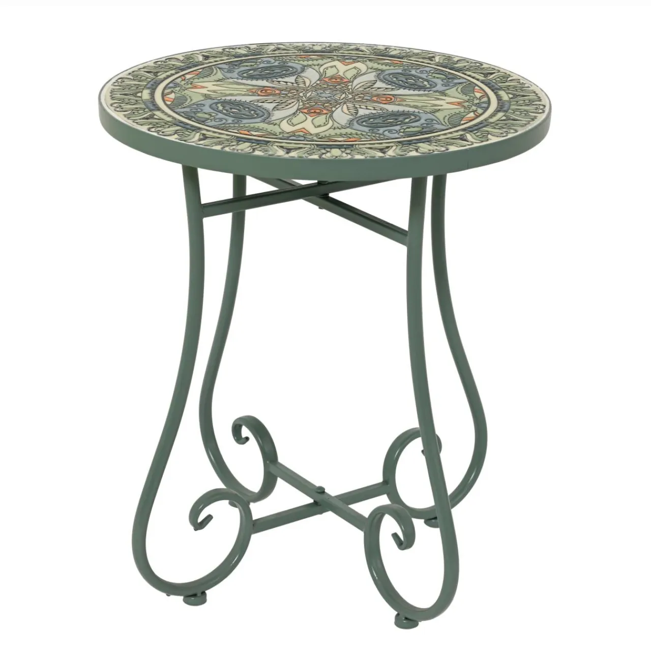 EMINZA Table d'appoint ronde en mosaïque (H46 x D39 cm) Cancùn Vert sauge Sale