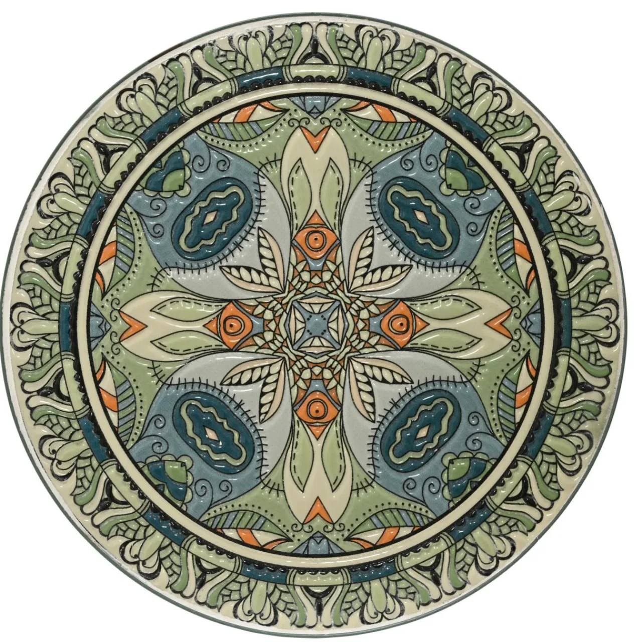 EMINZA Table d'appoint ronde en mosaïque (H46 x D39 cm) Cancùn Vert sauge Sale