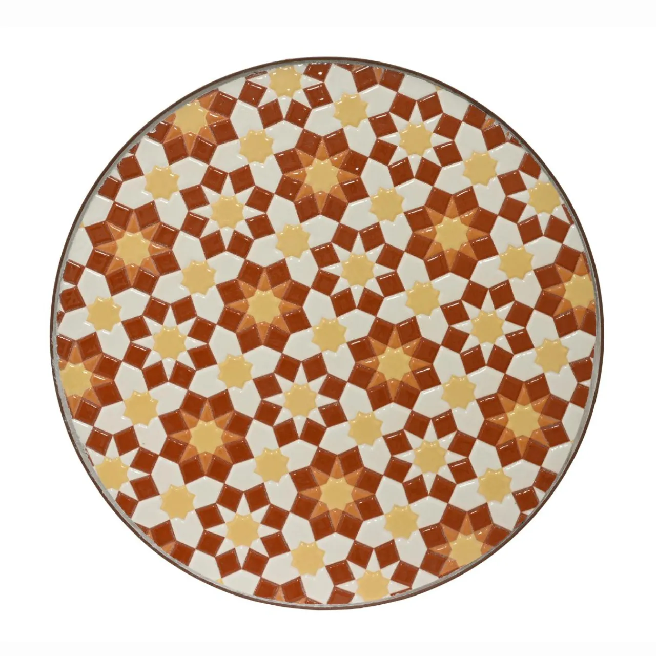 EMINZA Table d'appoint ronde en mosaïque (H46 x D39 cm) Madrid Marron Outlet