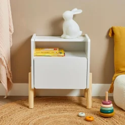 EMINZA Table de chevet avec tiroir enfant bois (H49 cm) Gabin he Blanc Online