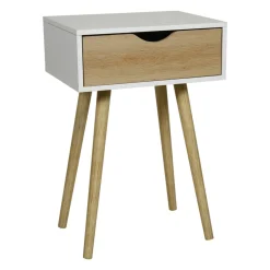 OSTARIA Table de chevet bois (H50 cm) Modern he Blanc