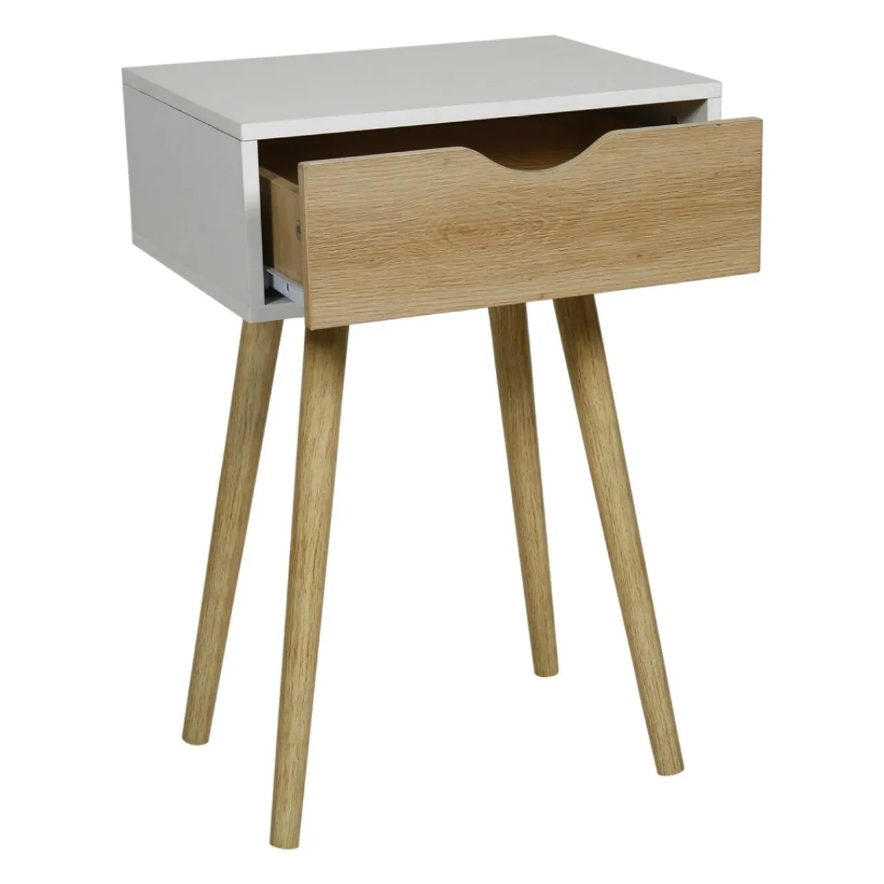 OSTARIA Table de chevet bois (H50 cm) Modern he Blanc