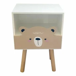 EMINZA Table de chevet enfant bois (H45 cm) Ourson Marron Discount