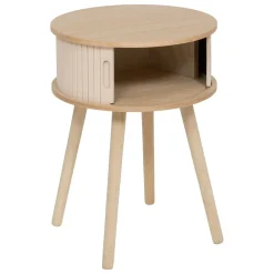 Atmosphera, cru017dateur d'intu017drieur Table de chevet ronde en bois (H54 cm) Nysos Crème Beige Outlet