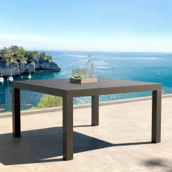 MOBELLIA Table de jardin carrée aluminium 8 places (136 x 136 cm) Murano Gris Anthracite