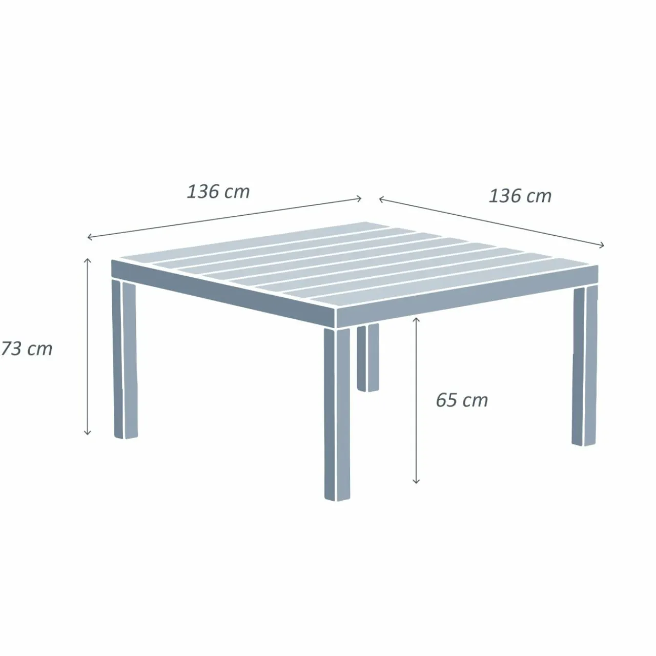 MOBELLIA Table de jardin carrée aluminium 8 places (136 x 136 cm) Murano Bleu pétrole Best