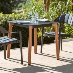 MOBELLIA Table de jardin carrée en aluminium 2 places (76 x 76 cm) Monte Carlo Gris Anthracite Outlet