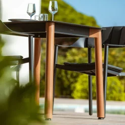 MOBELLIA Table de jardin carrée en aluminium 2 places (76 x 76 cm) Monte Carlo Gris Anthracite Outlet