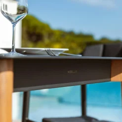 MOBELLIA Table de jardin carrée en aluminium 2 places (76 x 76 cm) Monte Carlo Gris Anthracite Outlet