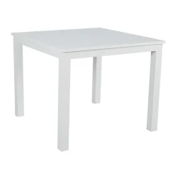 MOBELLIA Table de jardin carrée en aluminium 4 places (89 x 89 cm) Murano Blanc Discount