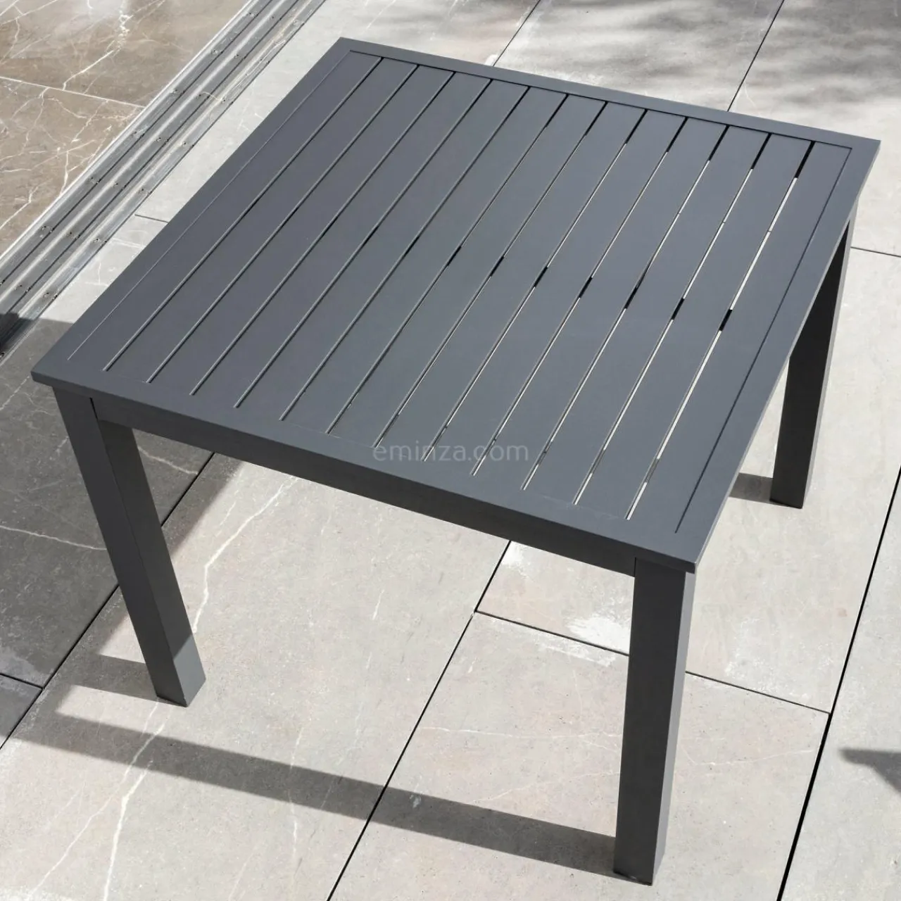 MOBELLIA Table de jardin carrée en aluminium 4 places (89 x 89 cm) Murano Gris Anthracite Hot