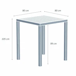 MOBELLIA Table de jardin carrée haute aluminium 4 places (90 x H105 cm) Murano Blanc Discount