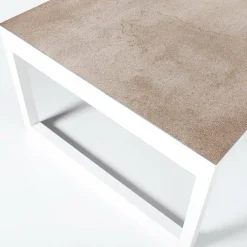 MOBELLIA Table de jardin en aluminium et céramique 10 places (240 x 120 cm) Kore Blanc et Beige