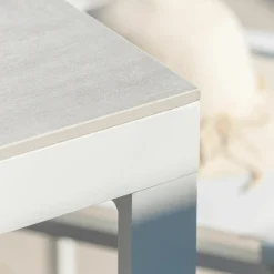 MOBELLIA Table de jardin en aluminium et céramique 8 places (180 x 90 cm) Kore Blanc et Gris clair