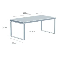 MOBELLIA Table de jardin en aluminium et céramique 8 places (180 x 90 cm) Kore Blanc et Gris clair