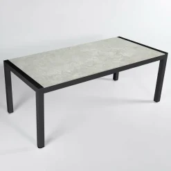 MOBELLIA Table de jardin en aluminium et céramique 8 places (180 x 90 cm) Modena Gris clair Online