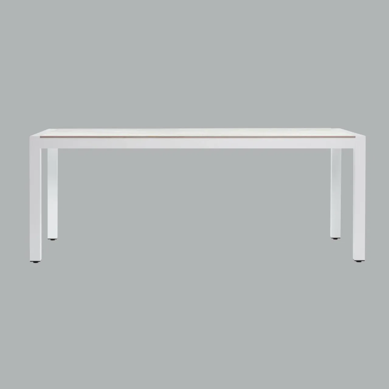 MOBELLIA Table de jardin en aluminium et céramique 8 places (180 x 90 cm) Modena Blanc Hot
