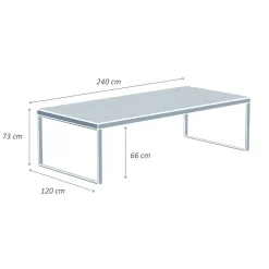 MOBELLIA Table de jardin en aluminium et céramique 10 places (240 x 120 cm) Kore Noir marbré Hot