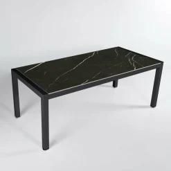 MOBELLIA Table de jardin en aluminium et céramique 8 places (180 x 90 cm) Modena Noir marbré