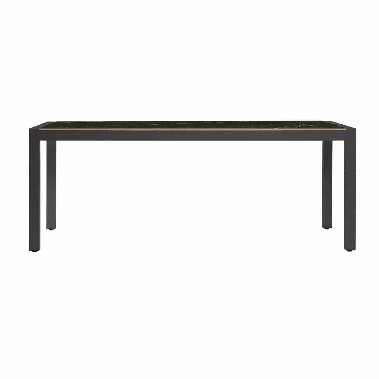MOBELLIA Table de jardin en aluminium et céramique 8 places (180 x 90 cm) Modena Noir marbré