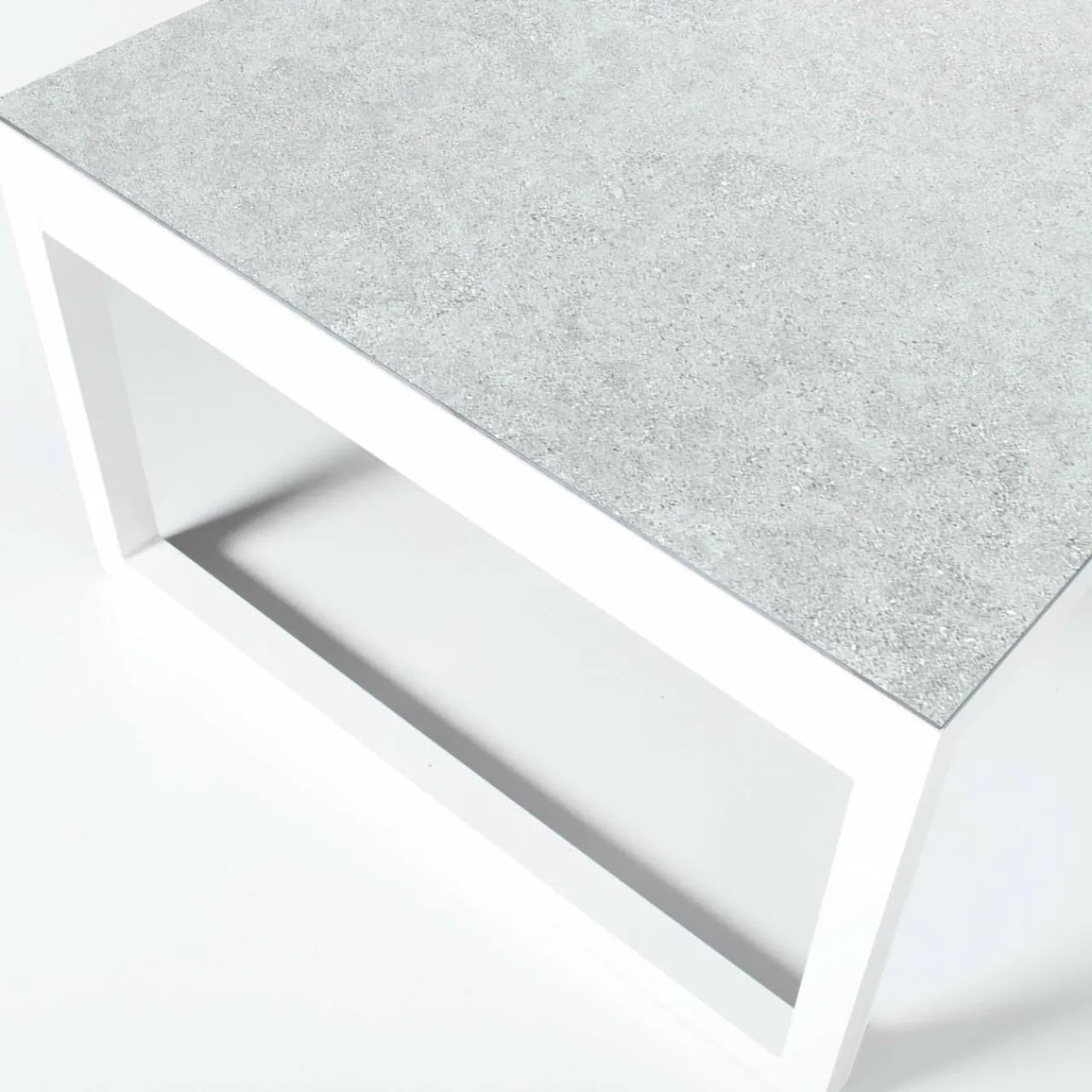 MOBELLIA Table de jardin en aluminium et céramique 12 places (260 x 120 cm) Kore Blanc et Gris clair Outlet