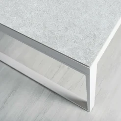 MOBELLIA Table de jardin en aluminium et céramique 12 places (260 x 120 cm) Kore Blanc et Gris clair Outlet