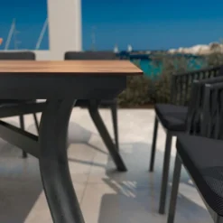 MOBELLIA Table de jardin en aluminium 8 places (200 x 90 cm) Amalfi Gris Anthracite Hot