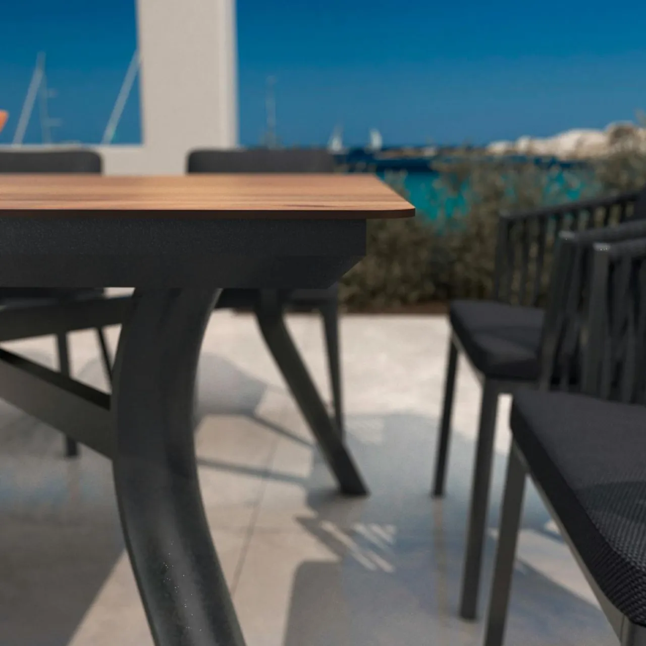 MOBELLIA Table de jardin en aluminium 8 places (200 x 90 cm) Amalfi Gris Anthracite Hot