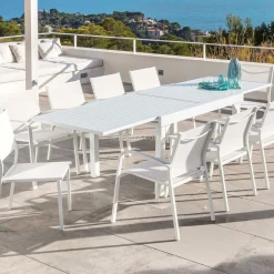 MOBELLIA Table de jardin extensible aluminium 10 places (135/270 x 90 cm) Murano Blanc Clearance