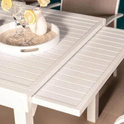 MOBELLIA Table de jardin extensible aluminium 10 places (135/270 x 90 cm) Murano Blanc Clearance