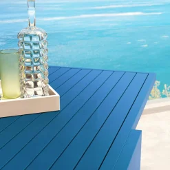MOBELLIA Table de jardin extensible aluminium 10 places (135/270 x 90 cm) Murano Bleu pétrole Best