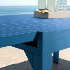 MOBELLIA Table de jardin extensible aluminium 10 places (135/270 x 90 cm) Murano Bleu pétrole Best