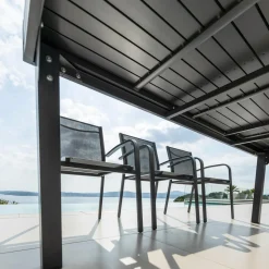 MOBELLIA Table de jardin extensible aluminium 12 places (200/320 x 100 cm) Murano Gris Anthracite Outlet