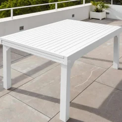MOBELLIA Table de jardin extensible aluminium 12 places (200/320 x 100 cm) Murano Blanc Online