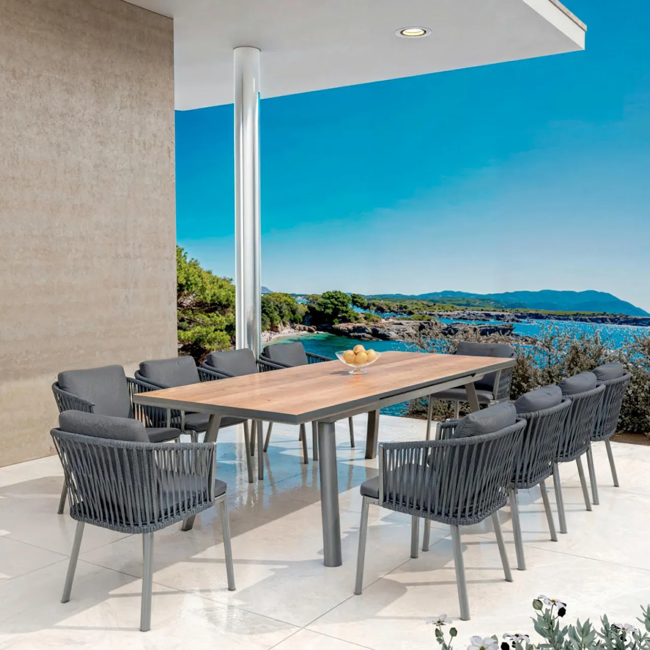 MOBELLIA Table de jardin extensible en aluminium 10 places (260 x 96 cm) Amalfi Gris Anthracite Best