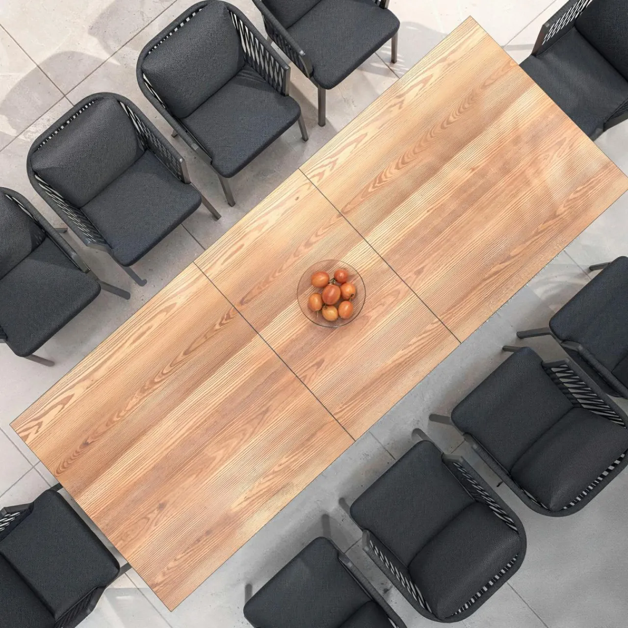 MOBELLIA Table de jardin extensible en aluminium 10 places (260 x 96 cm) Amalfi Gris Anthracite Best