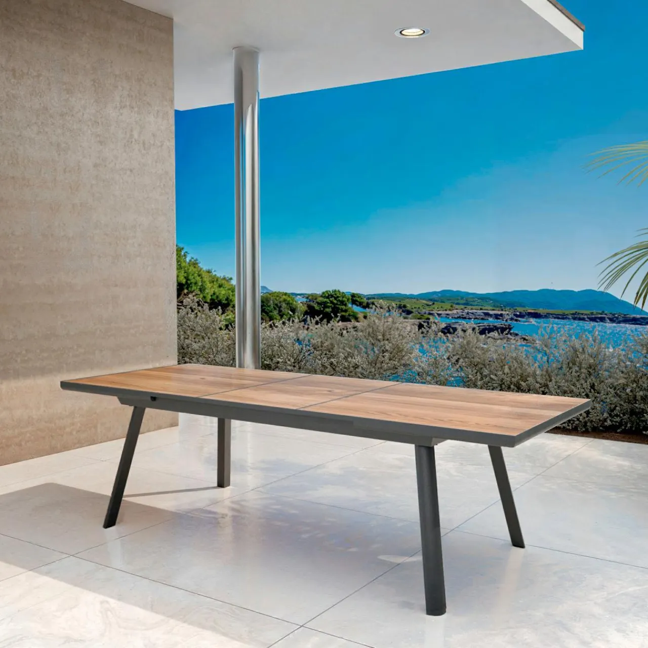 MOBELLIA Table de jardin extensible en aluminium 10 places (260 x 96 cm) Amalfi Gris Anthracite Best