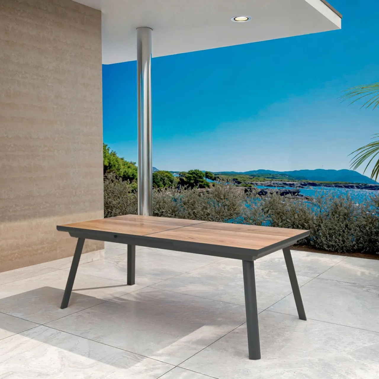 MOBELLIA Table de jardin extensible en aluminium 10 places (260 x 96 cm) Amalfi Gris Anthracite Best